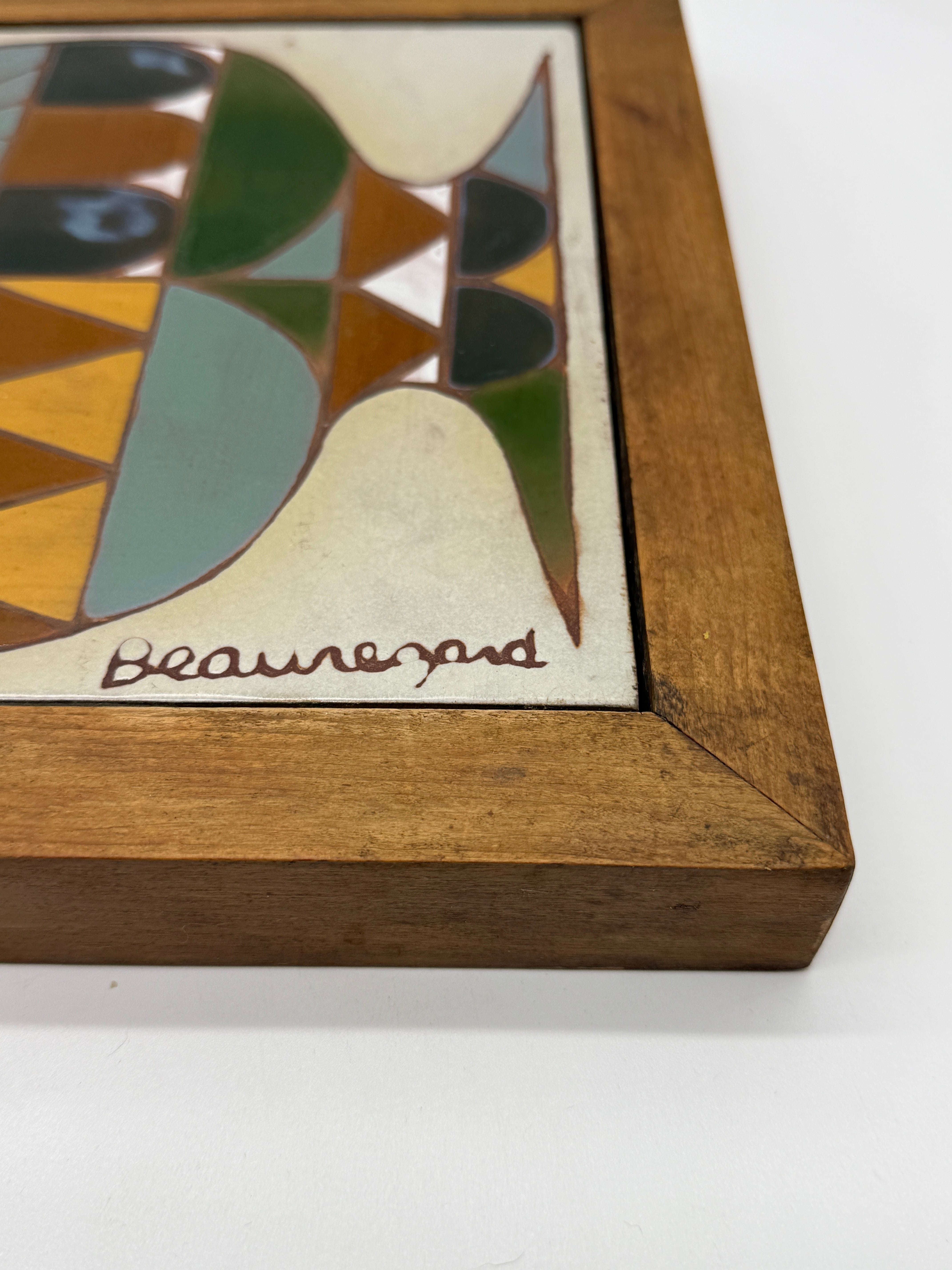CÉRAMIQUE MURALE « POISSON » SIGNÉE BEAUREGARD, 1960s