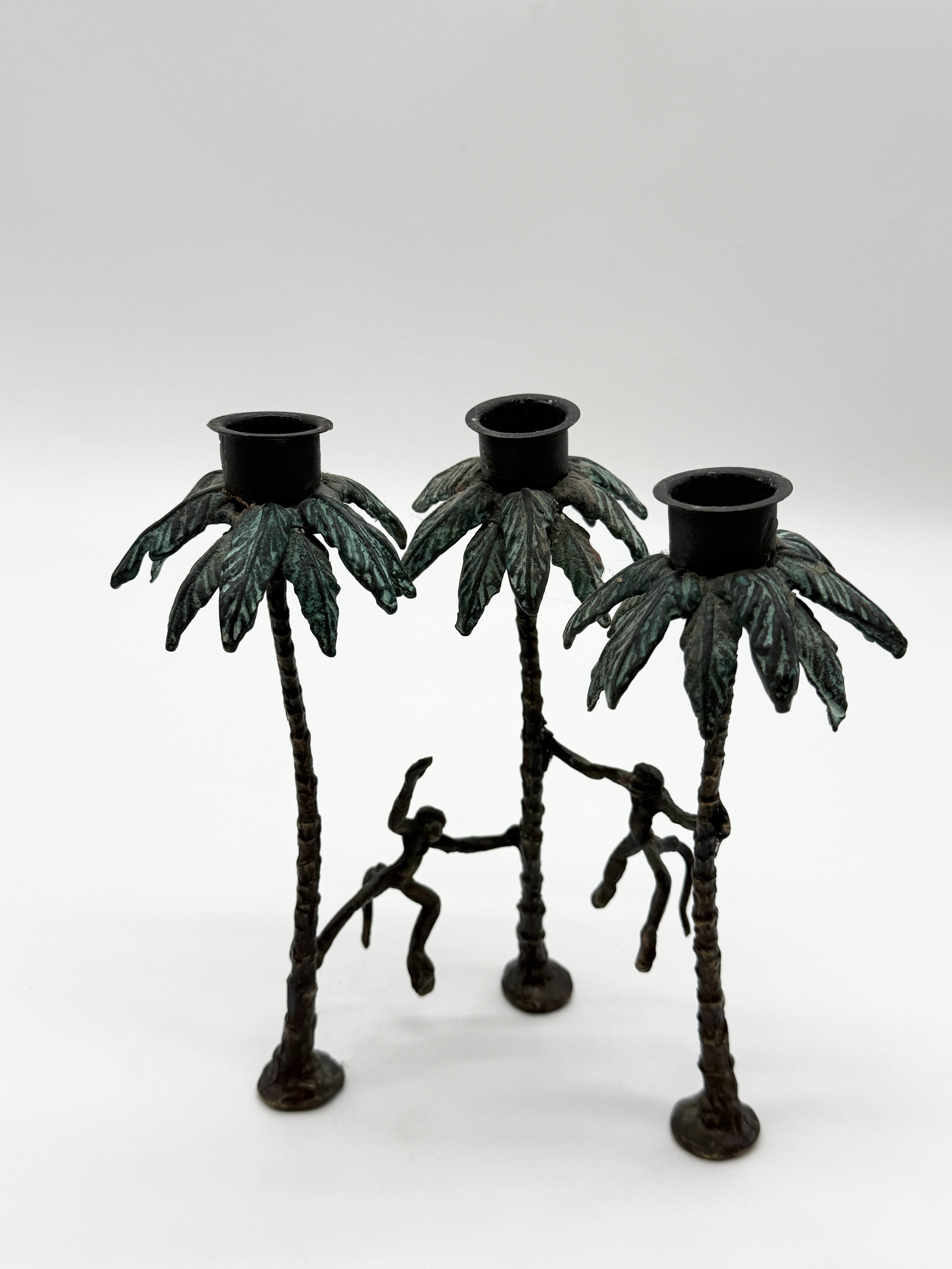 CHANDELIER "SINGE" EN BRONZE PATINÉ, 1970s