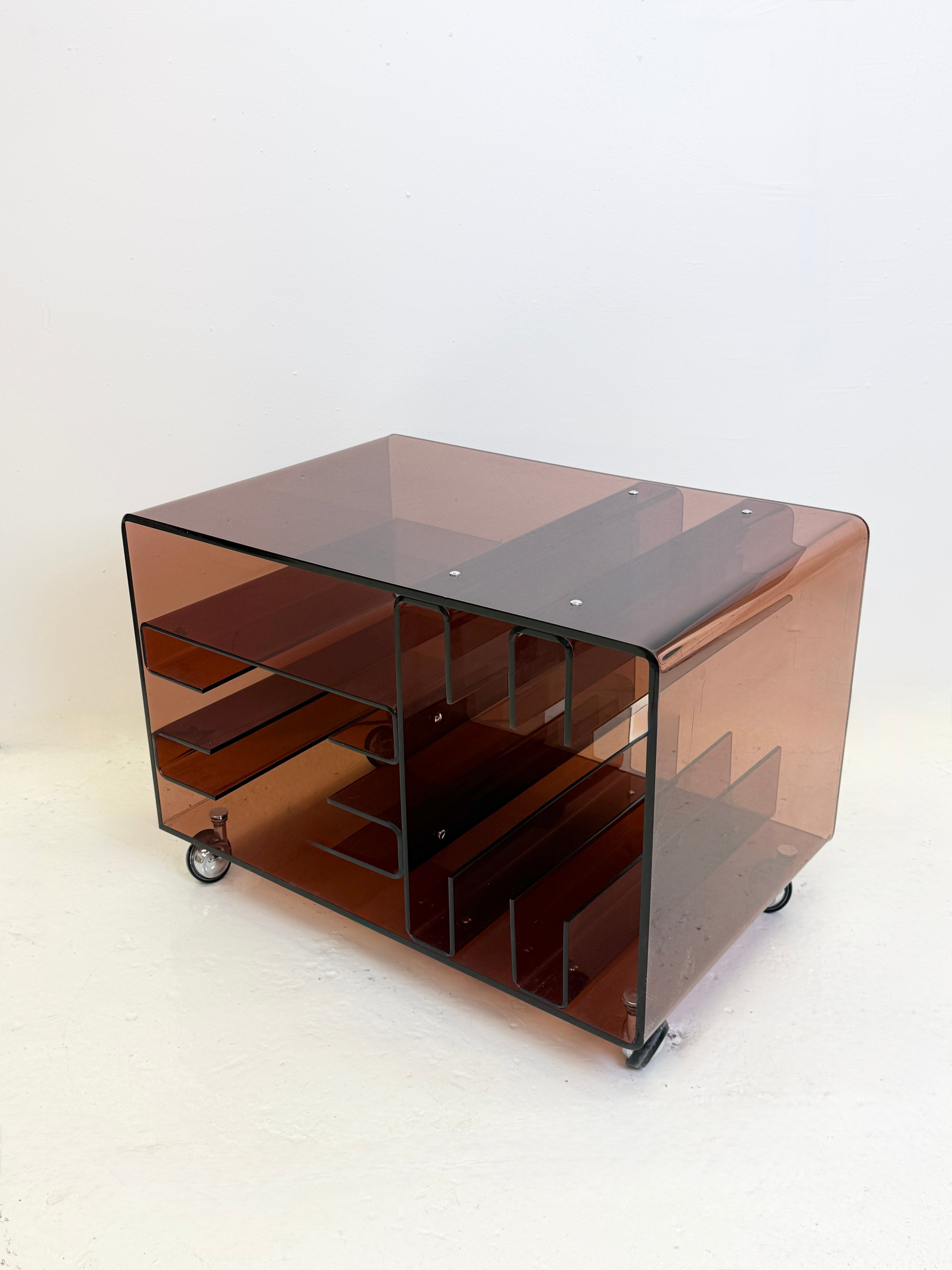 MEUBLE RANGE-VINYLES EN PLEXI, 1970S