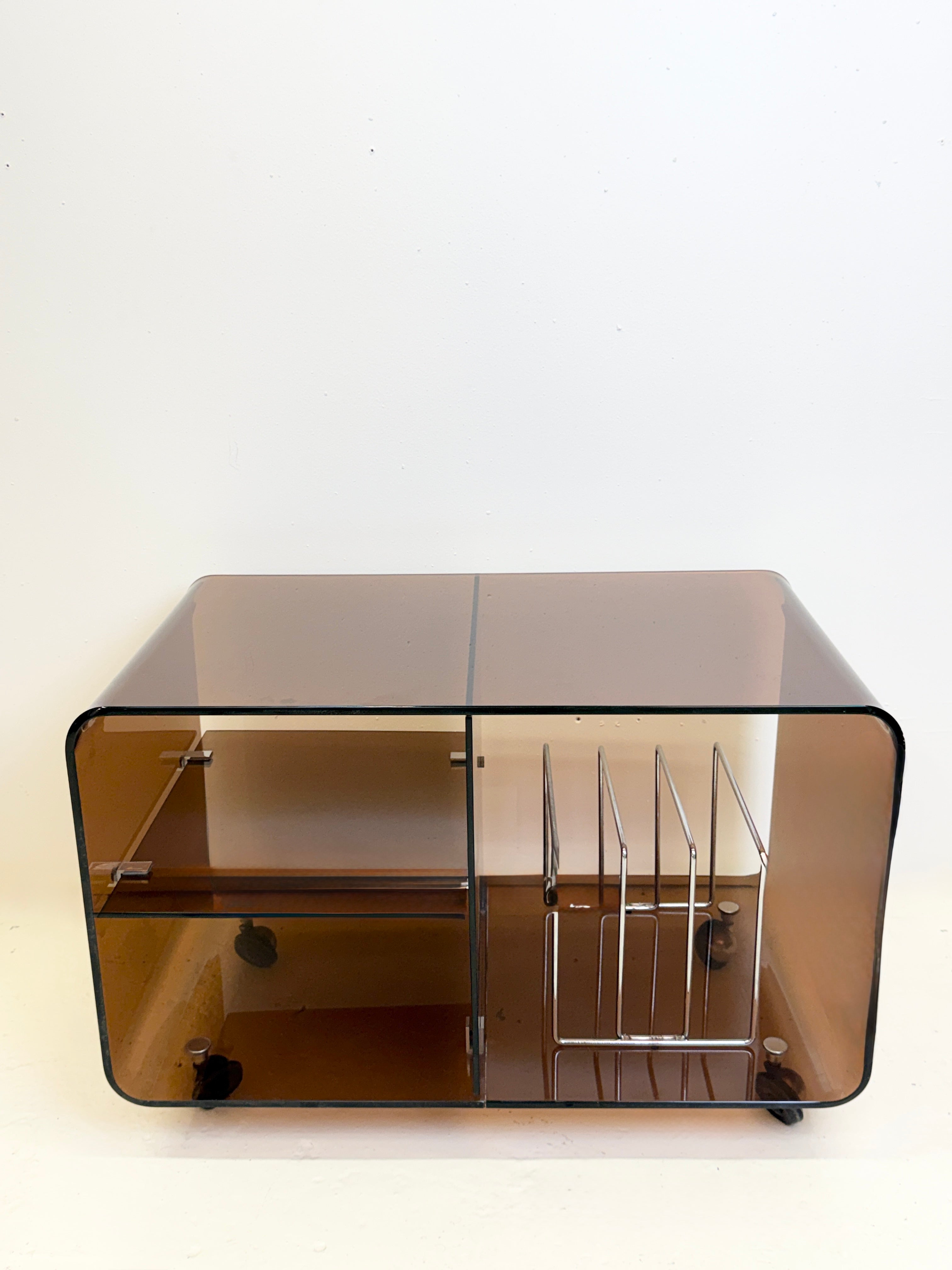 RANGE-VINYLES EN PLEXI,  MICHEL DUMAS POUR ROCHE BOBOIS, 1970S