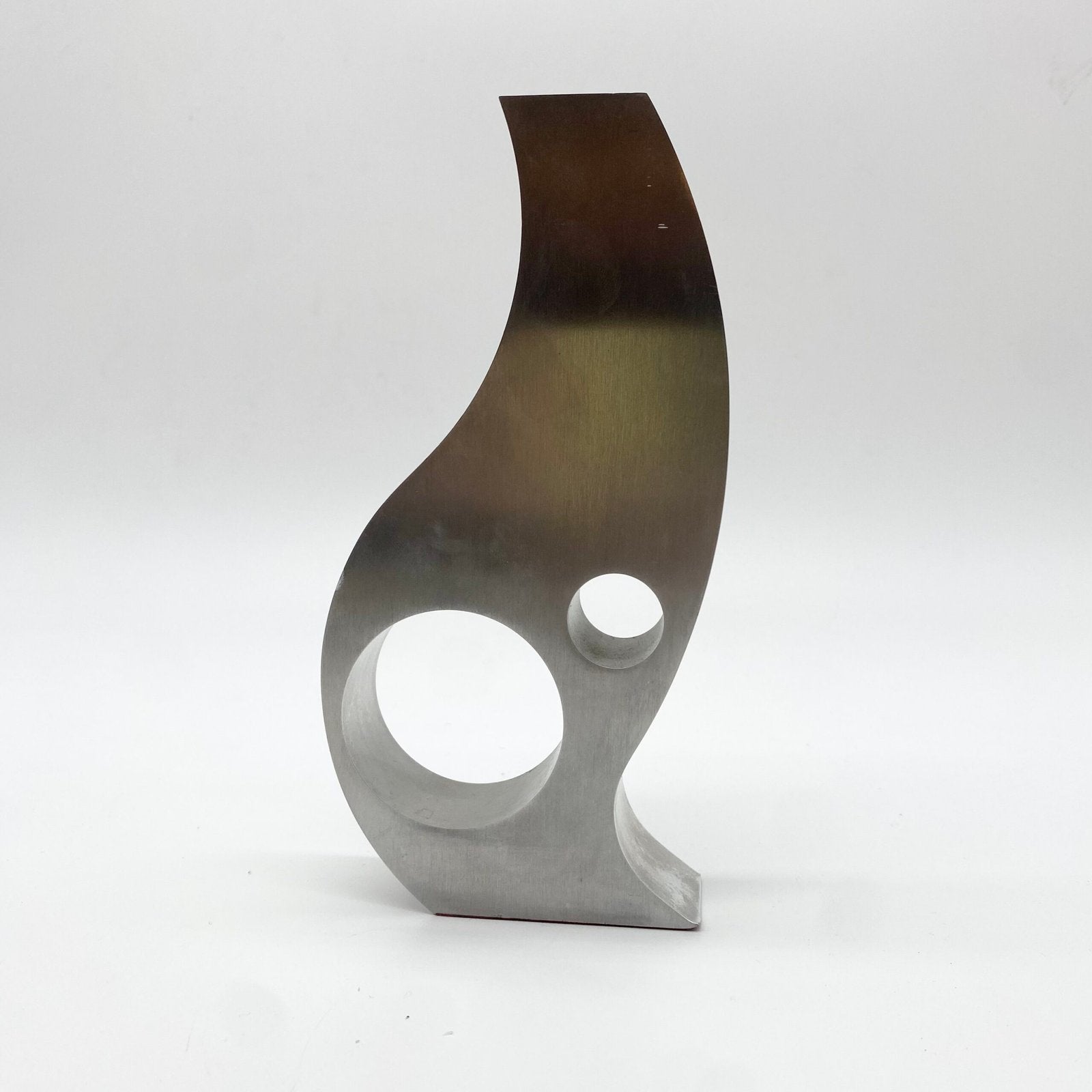 BOUGEOIR / VASE "SPAGE AGE" ALU BROSSÉ, 1970s