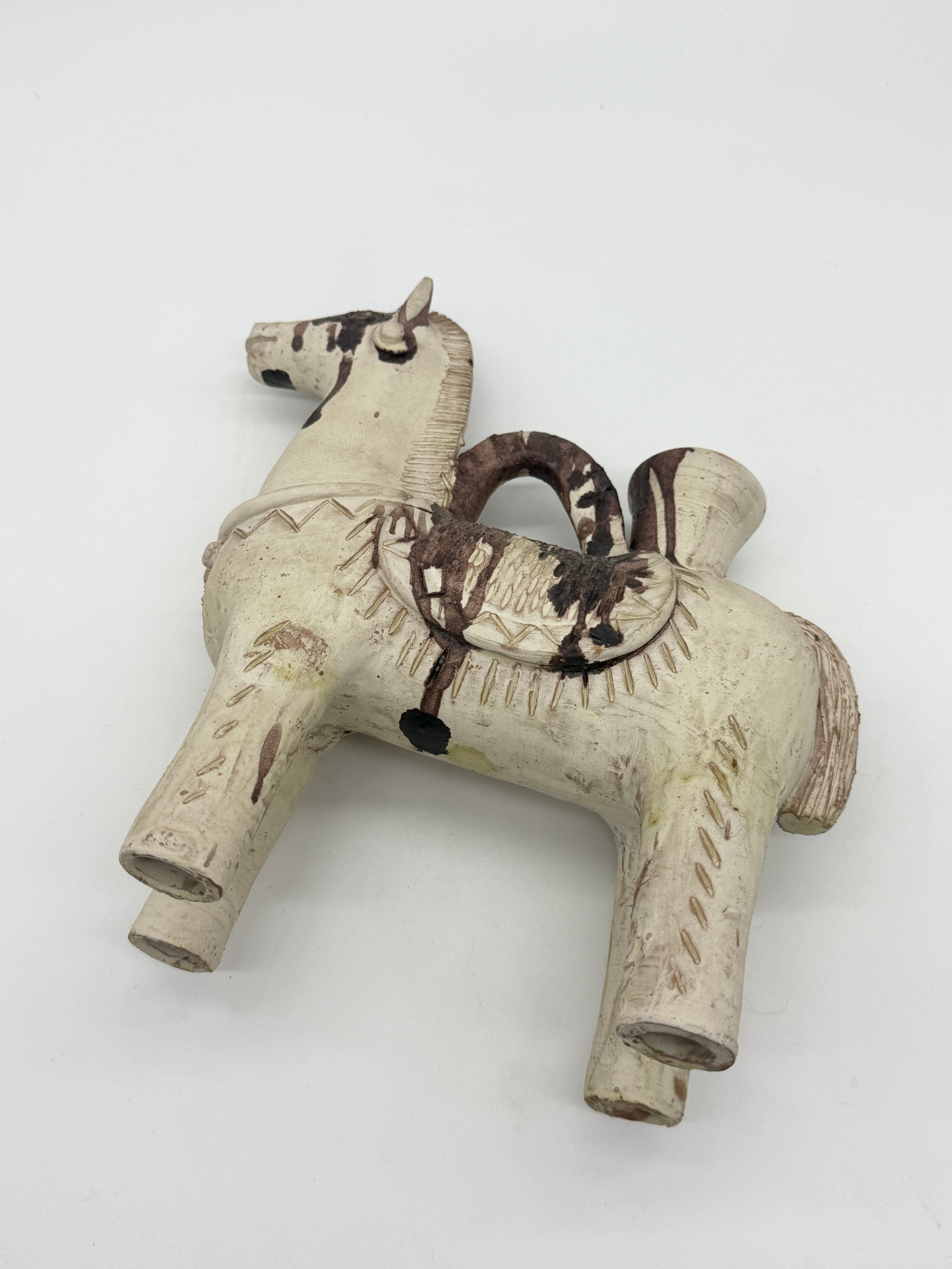 CHEVAL BOUGEOIR EN CÉRAMIQUE ARTISANALE SARDE, 1960s
