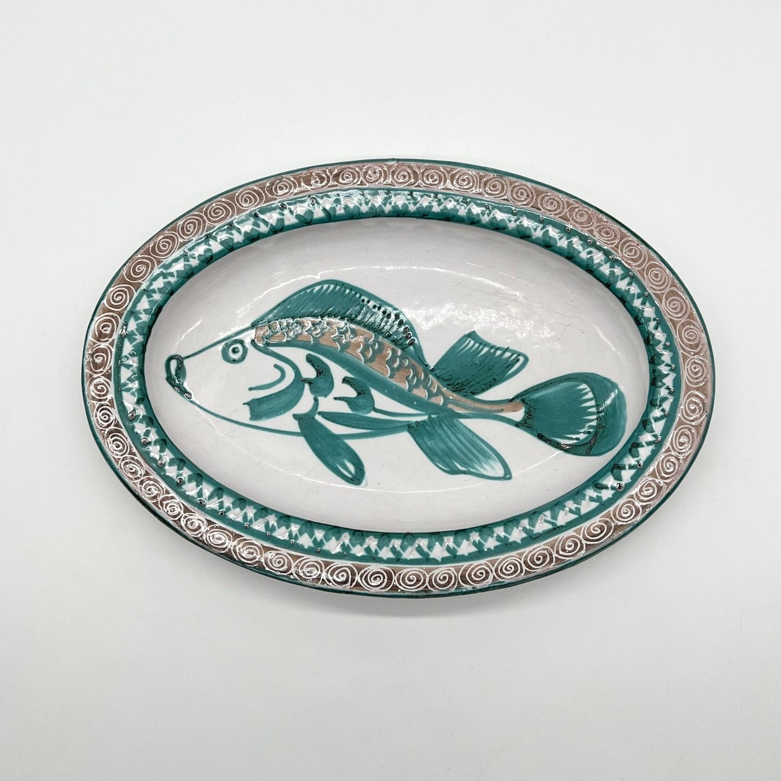 PLAT OVALE ROBERT PICAULT – MOTIF POISSON, 1950