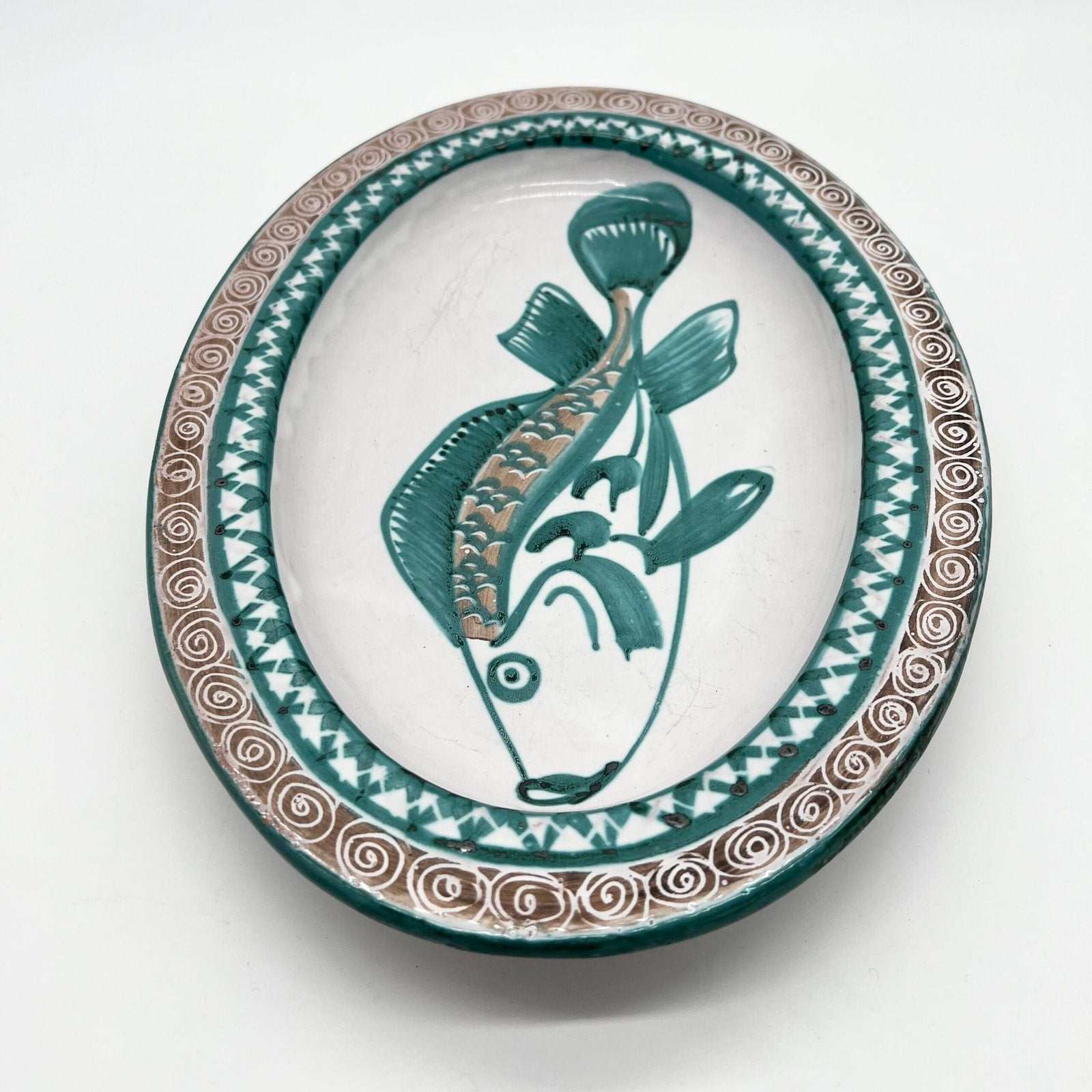 PLAT OVALE ROBERT PICAULT – MOTIF POISSON, 1950