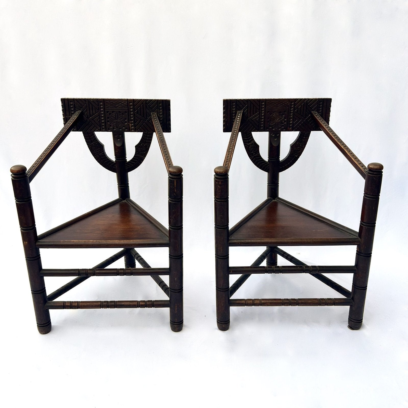 PAIR OF MONK CHAIRS IN SOLID OAK, SWEDEN, 1900