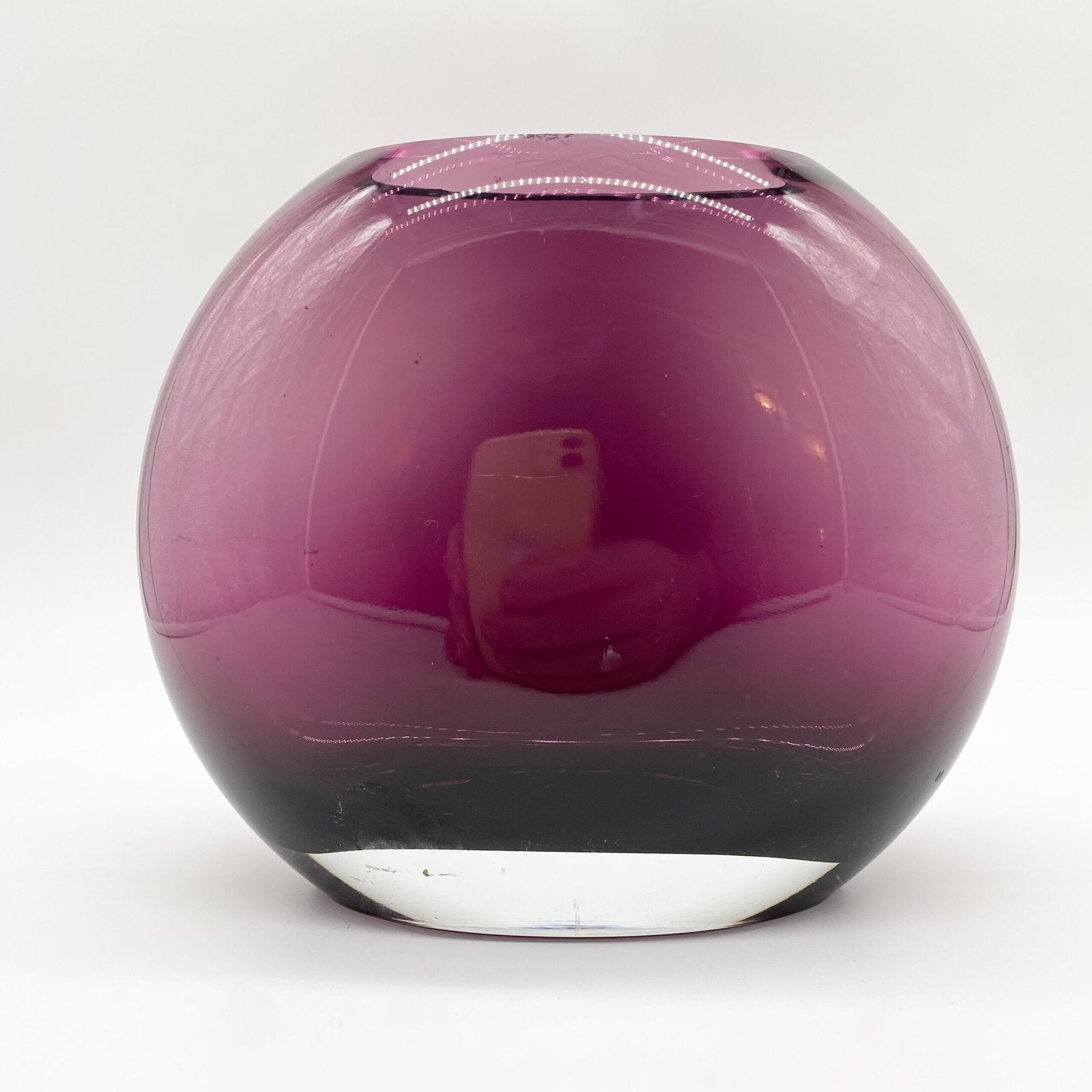 VASE "VIOLET SPHERE " VERRE  — 1980s