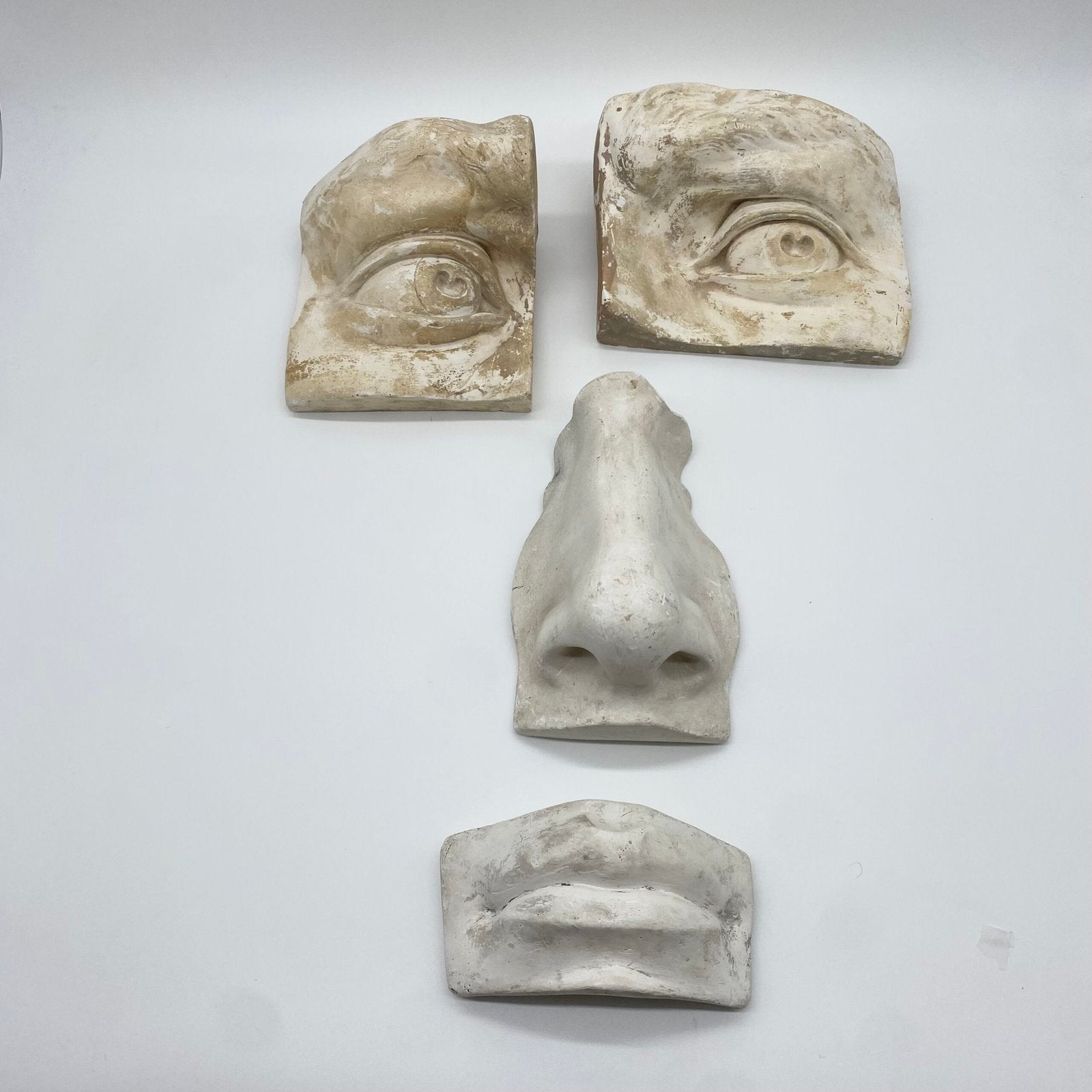 GRAND NEZ ACADEMIQUE - FRAGMENT D’ÉTUDE EN PLÂTRE, 1960s