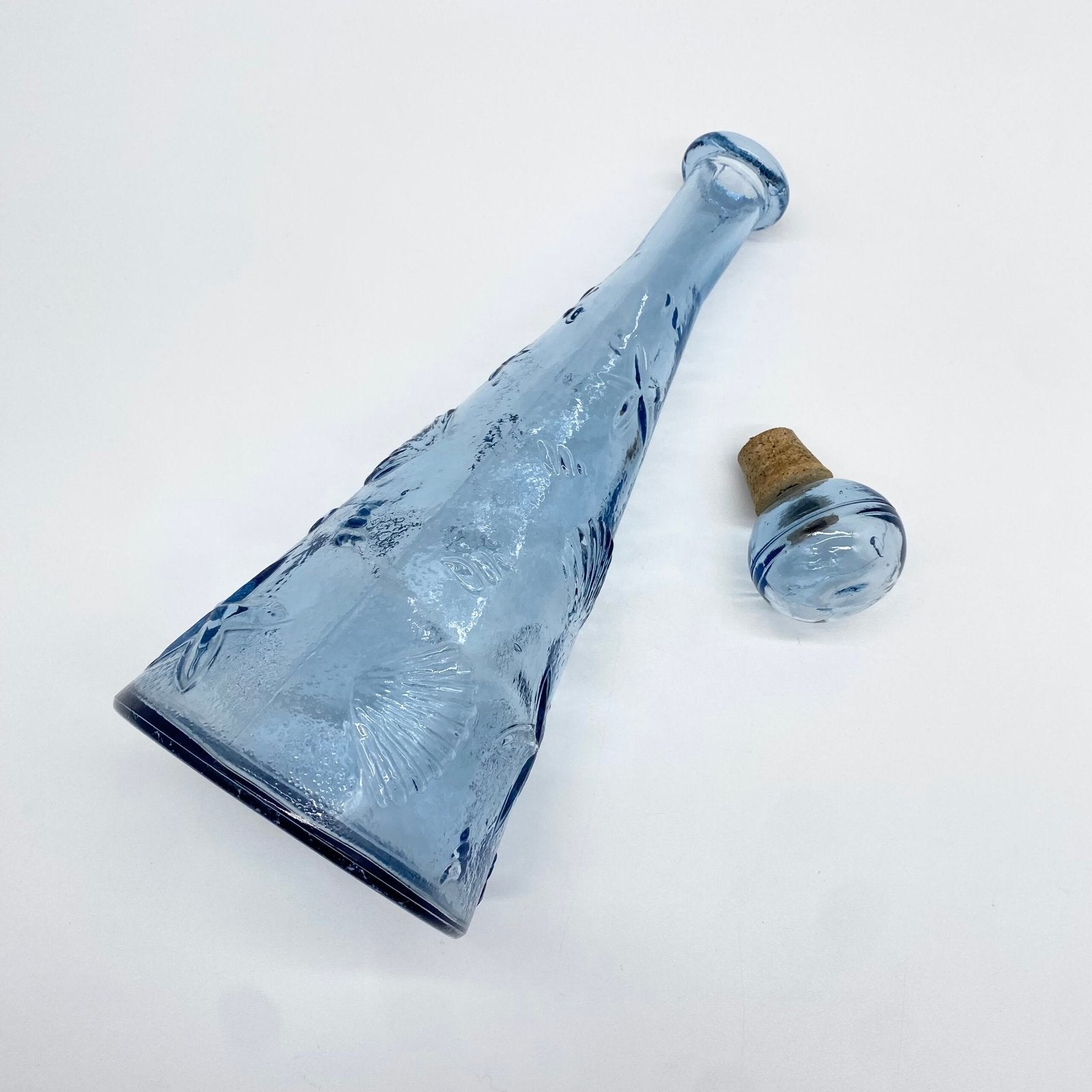 CARAFE  "FONDS MARINS"  VERRE BLEU – EMPOLI, 1970s