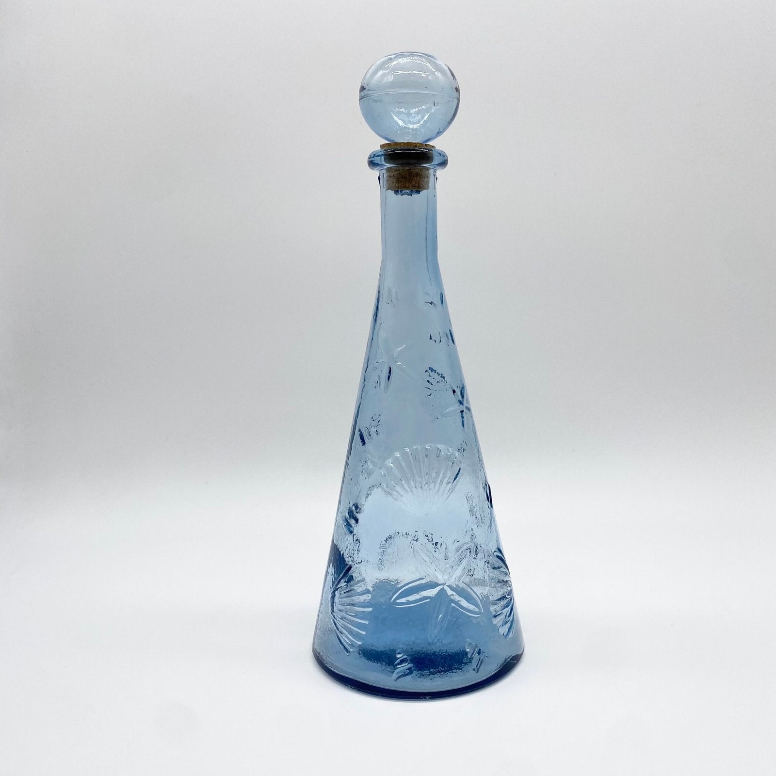CARAFE  "FONDS MARINS"  VERRE BLEU – EMPOLI, 1970s