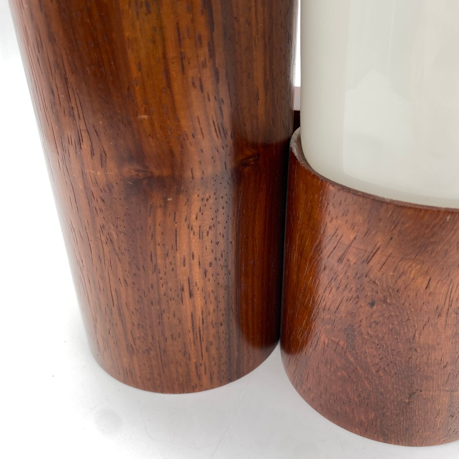 LAMPE “TWIN LIGHTS” / BOIS & VERRE — ITALY, 1970s