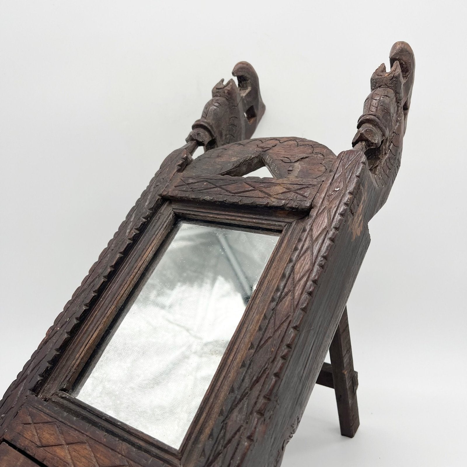 MIROIR BOIS DE TECK, RAJASTHAN "XIXe"