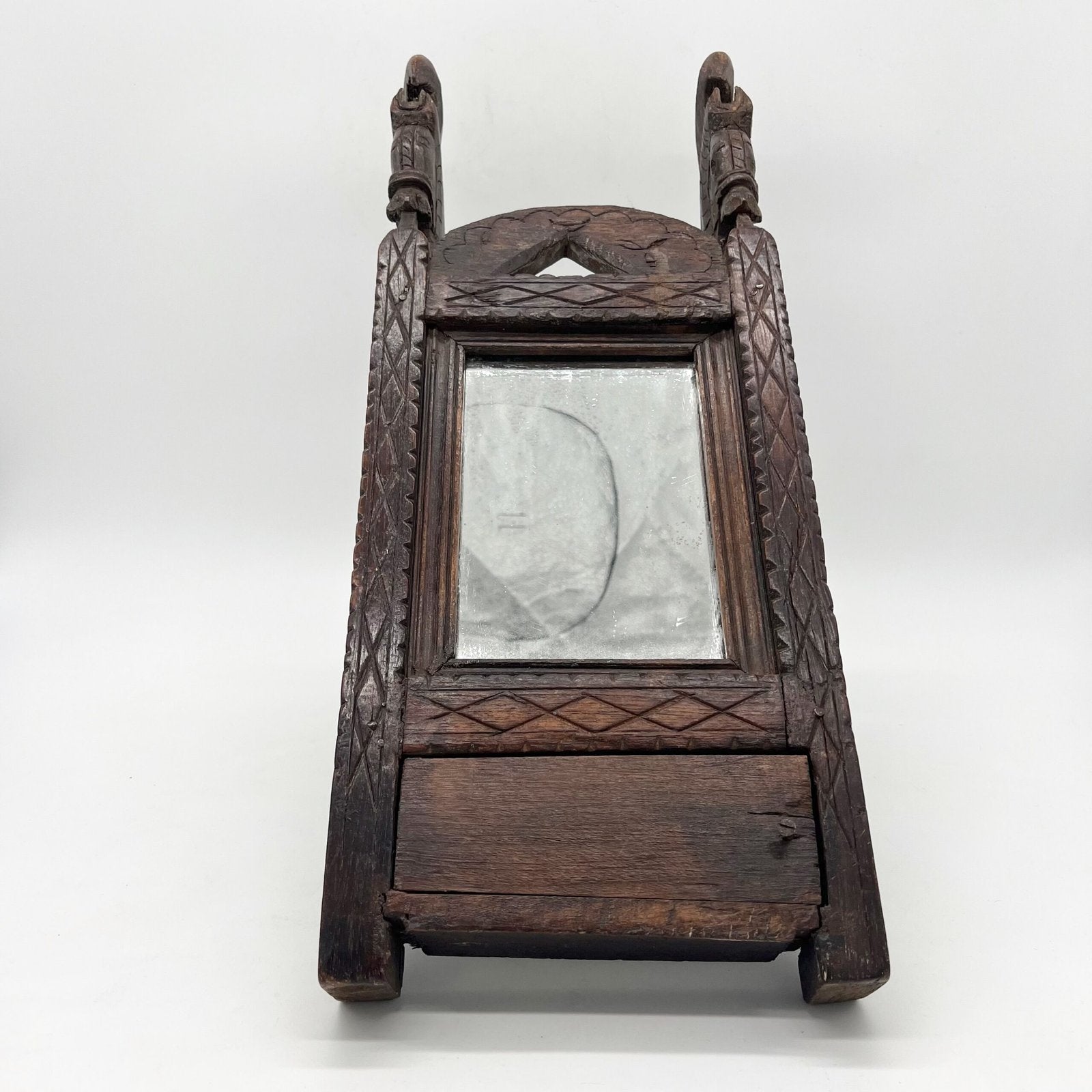 MIROIR BOIS DE TECK, RAJASTHAN "XIXe"