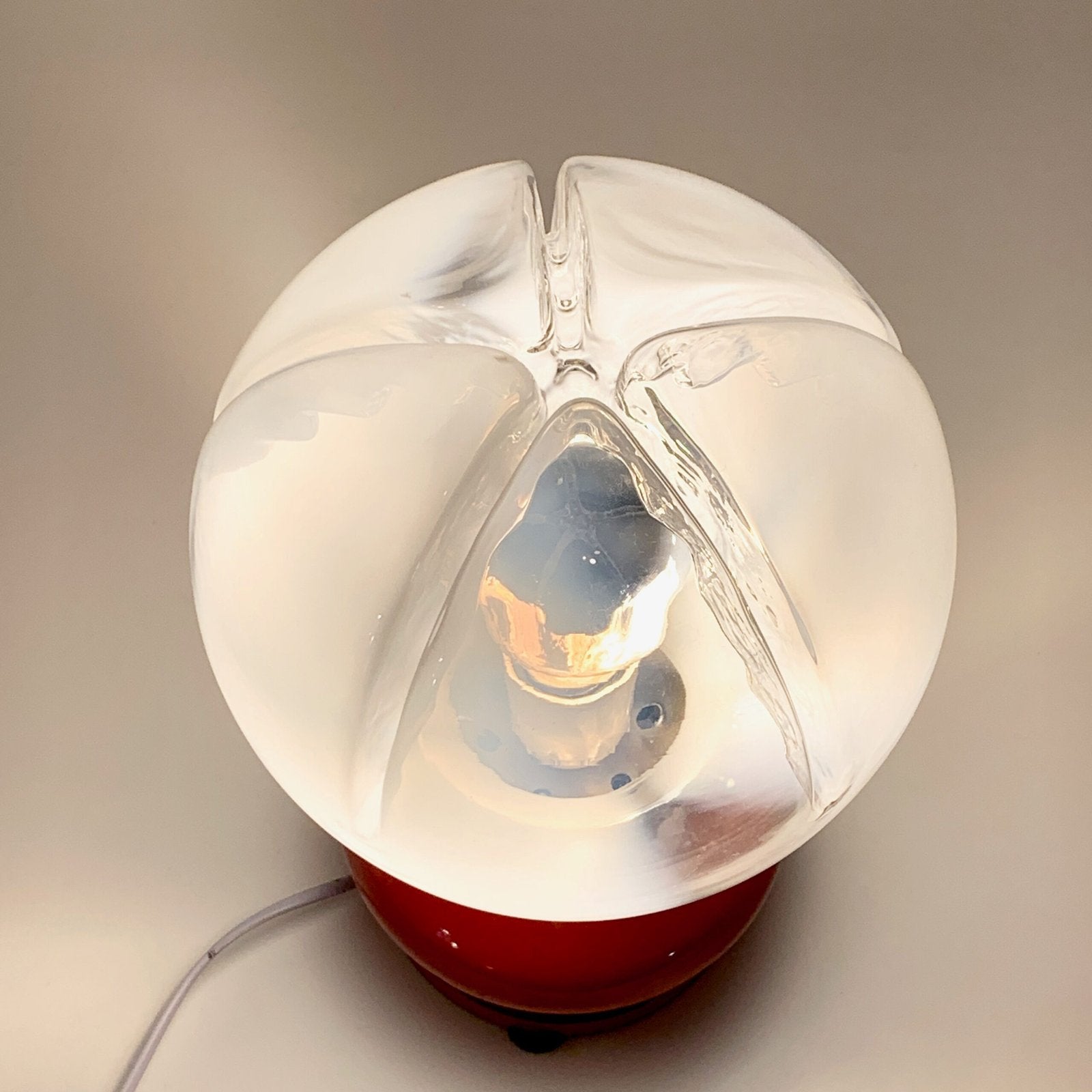 LAMPE DE TABLE ROUGE, CHROME & VERRE DE MURANO, 1970s