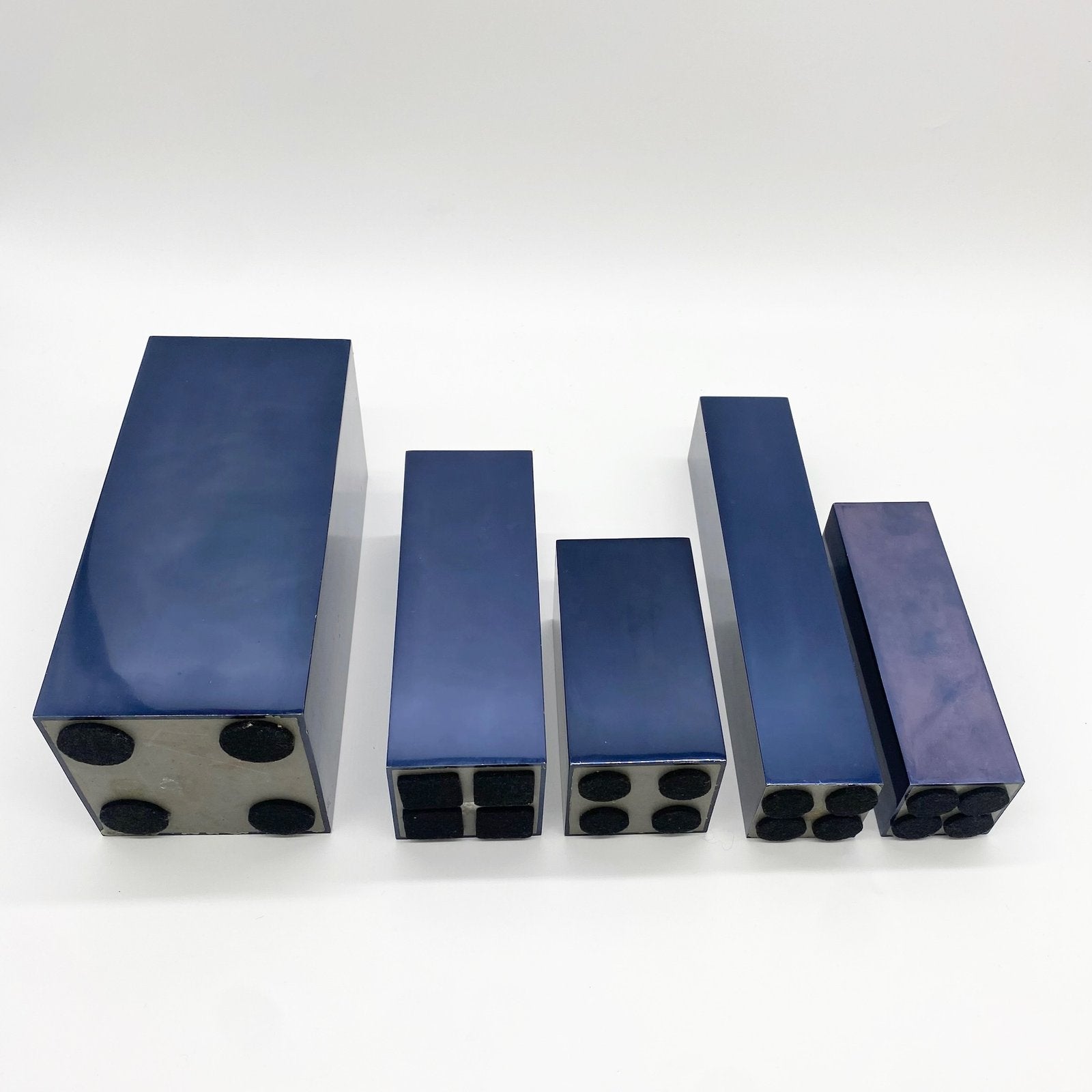 VASES MODULAIRES EN MÉTAL – BLEU PÉTROLE, 1980s