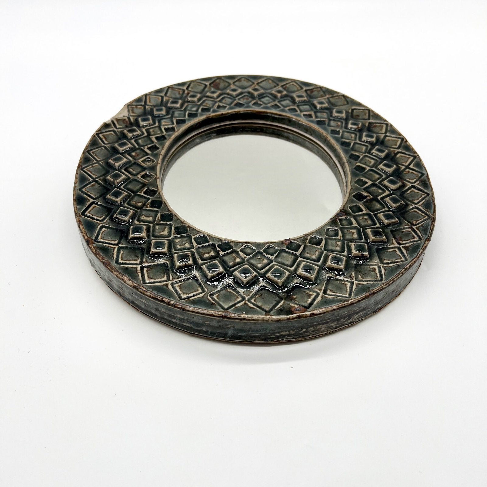MIROIR CERAMIQUE "LOSANGES" , 1970s