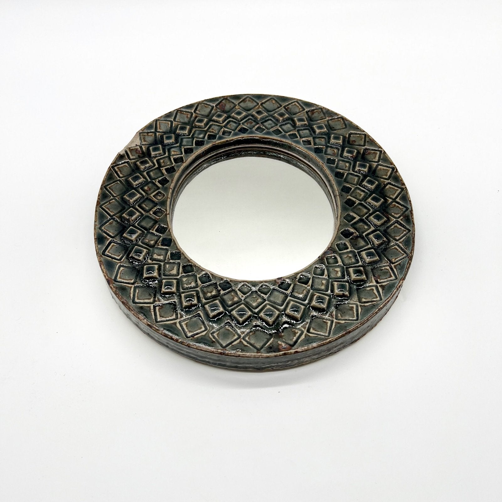 MIROIR CERAMIQUE "LOSANGES" , 1970s
