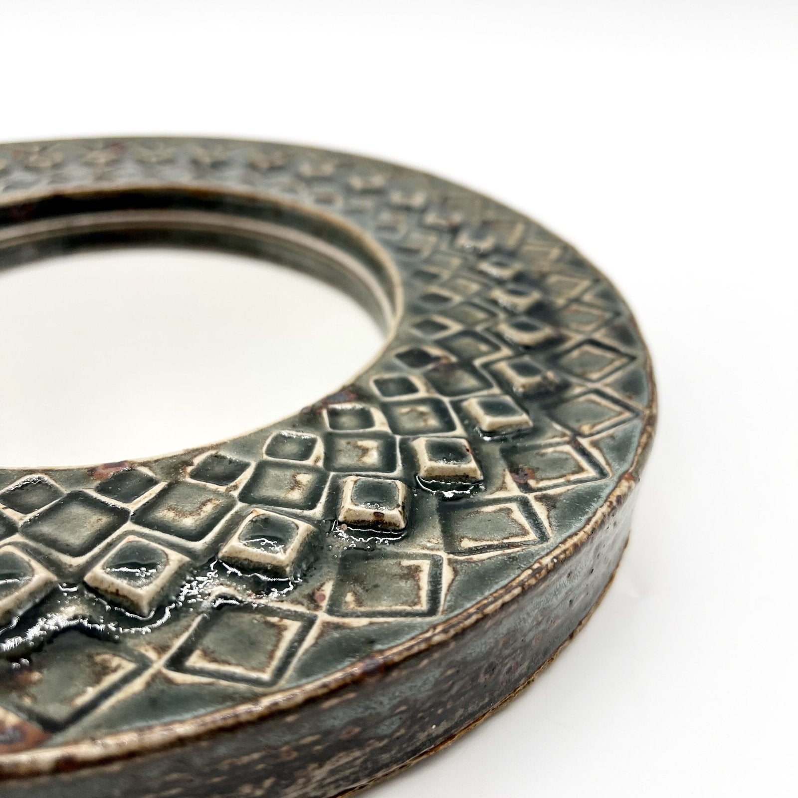 MIROIR CERAMIQUE "LOSANGES" , 1970s