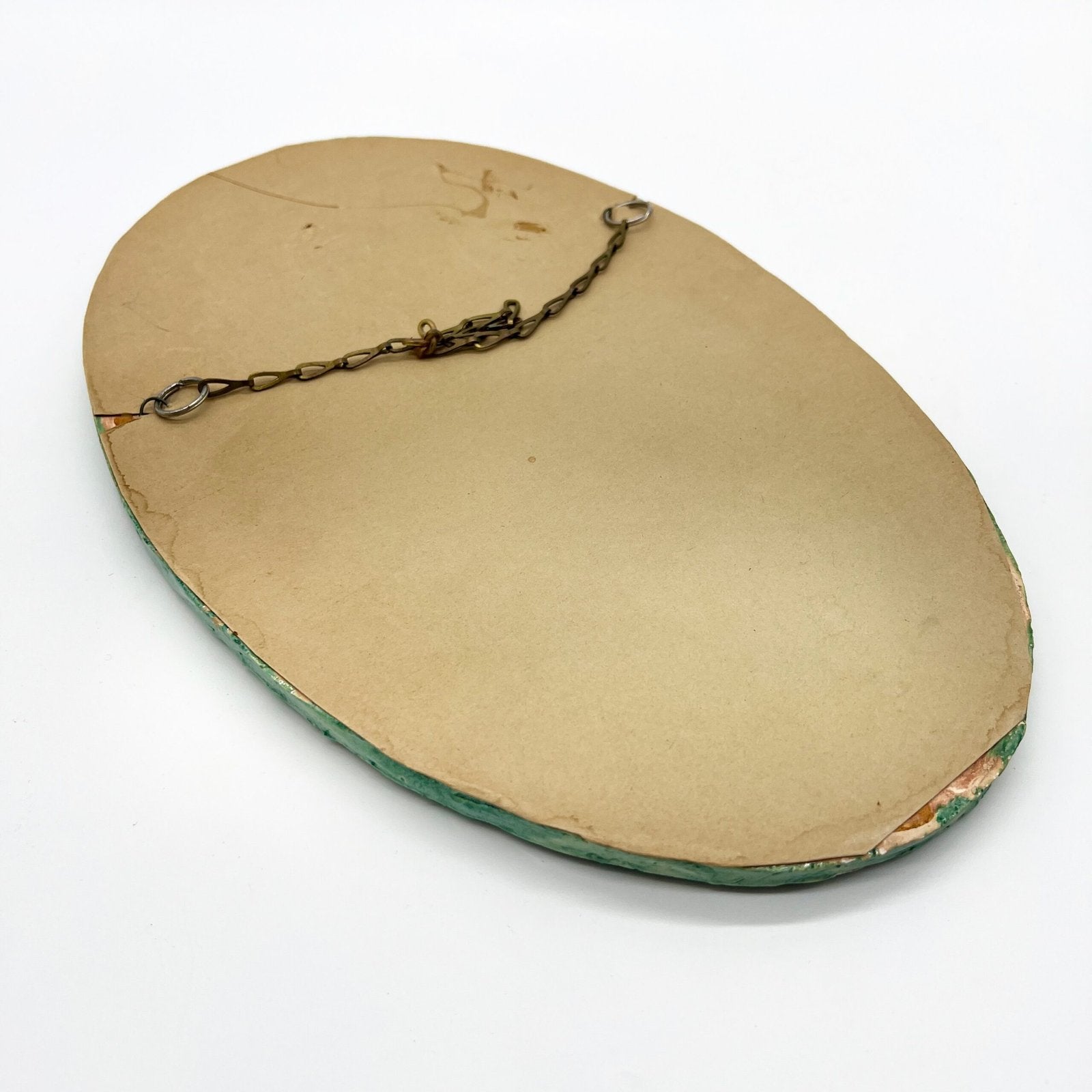 MIROIR OVALE "CORNICHON" / CÉRAMIQUE ÉMAILLÉE – 1960s