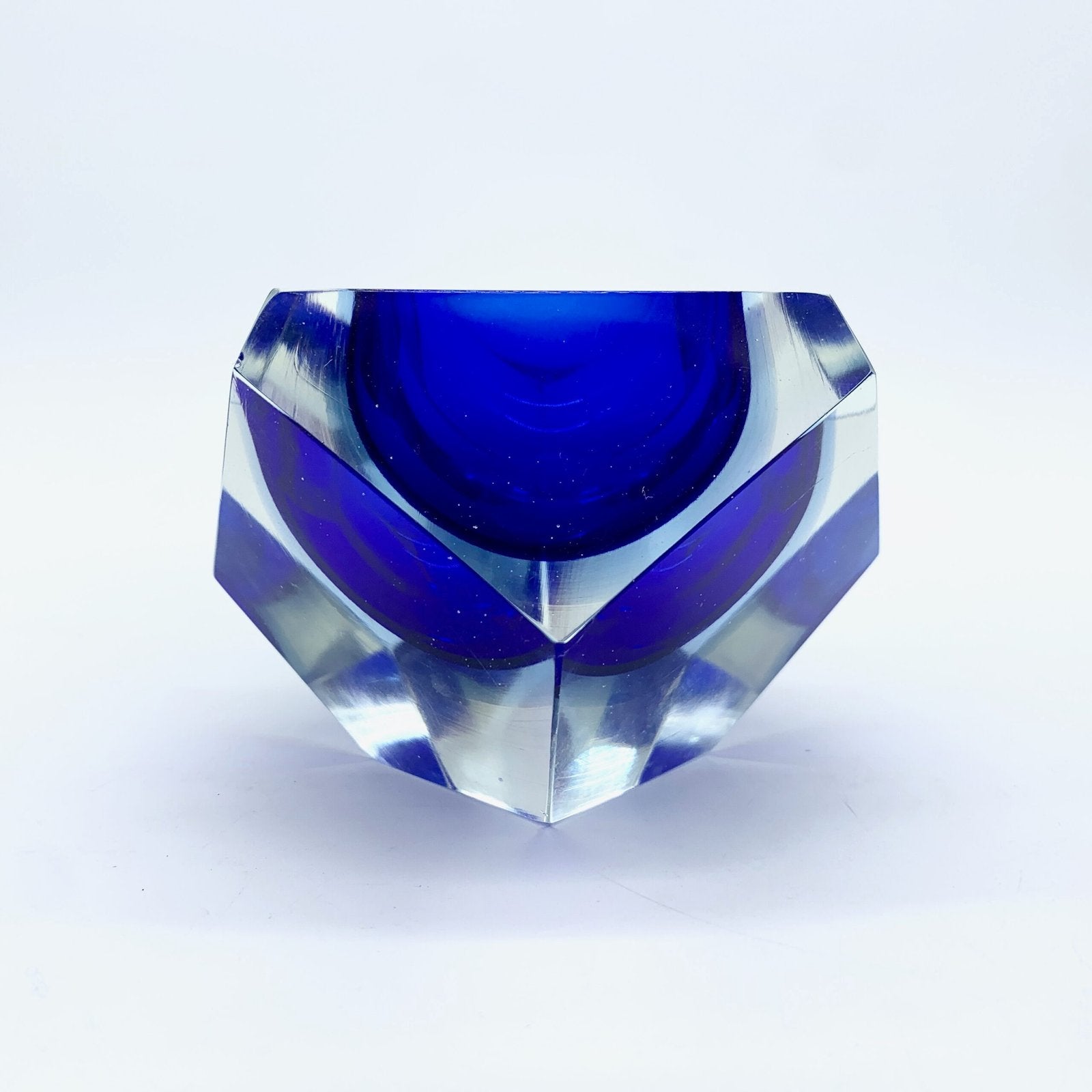 CENDRIER DIAMANT EN VERRE SOMMERSO PAR FLAVIO POLI – MURANO, 1950