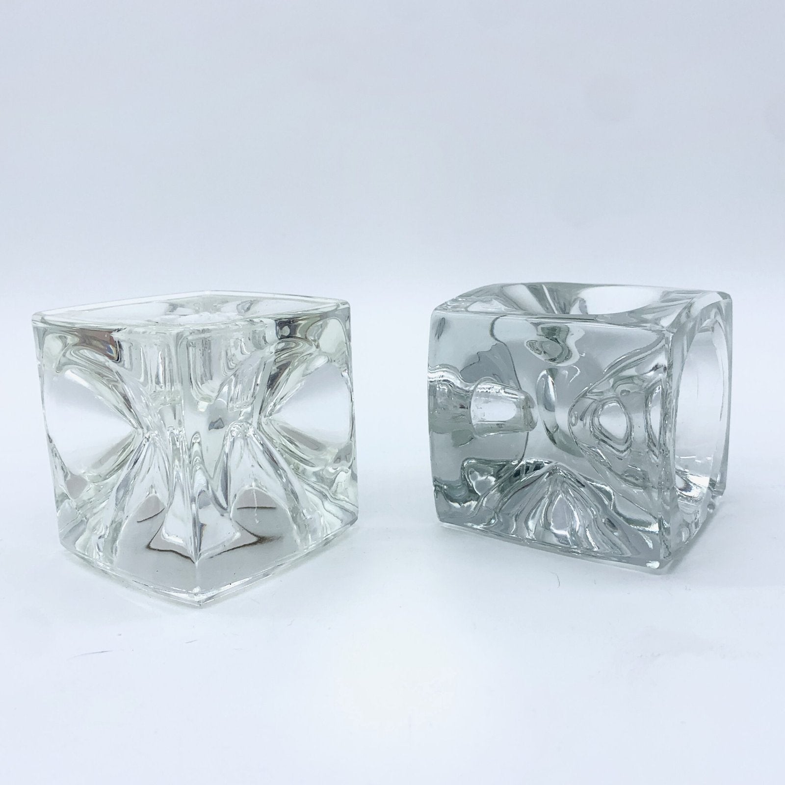 PAIRE DE BOUGEOIR EN VERRE PAR RUDOLF JURNKL, 1960