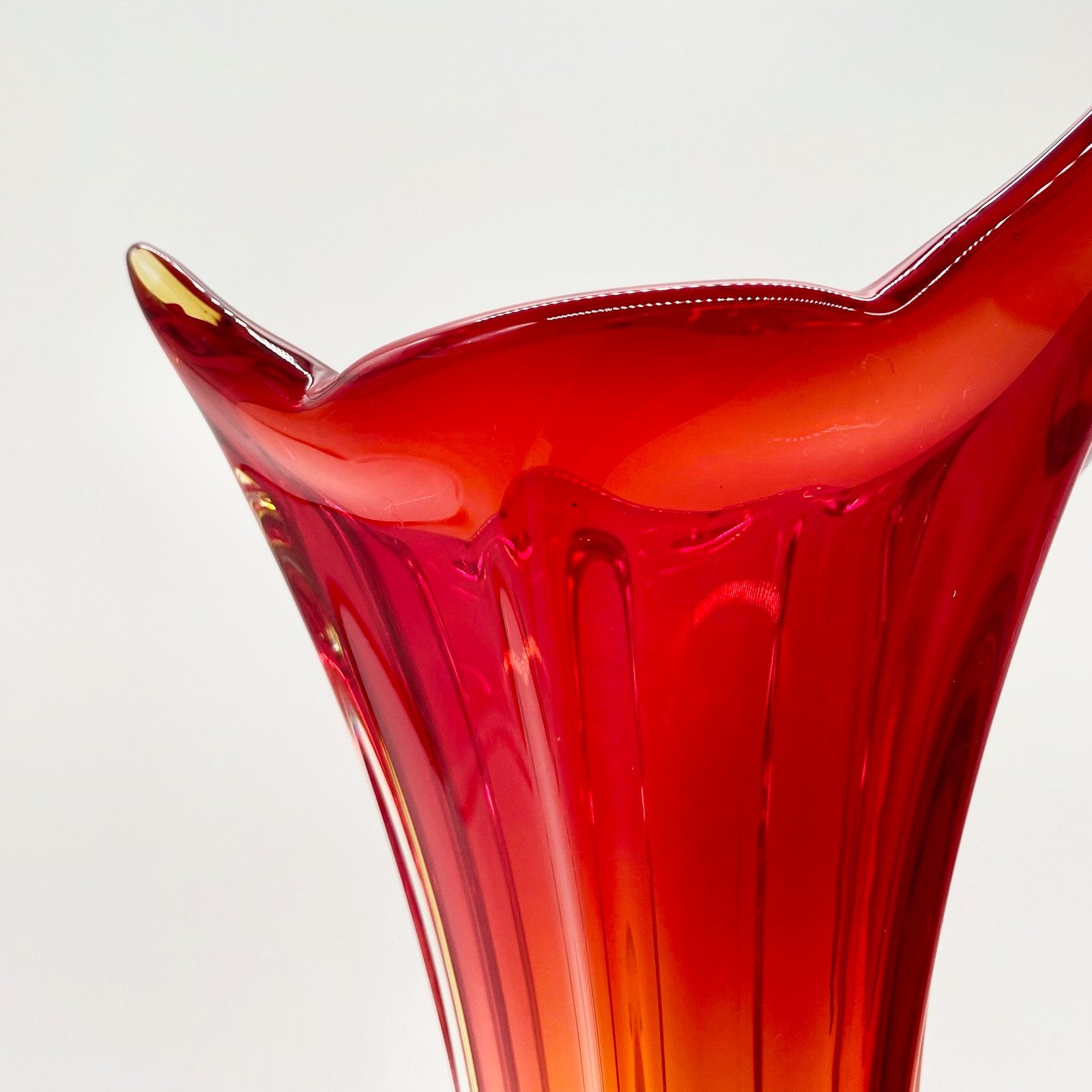 GRAND VASE MURANO ROUGE/JAUNE 1960