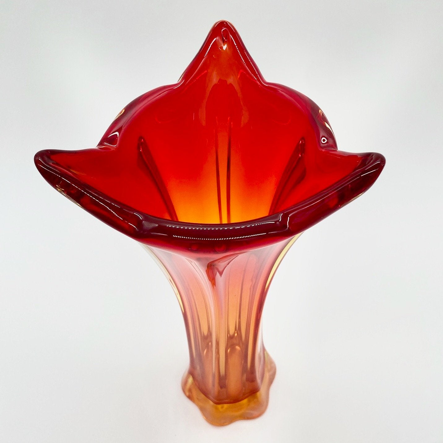 GRAND VASE MURANO ROUGE/JAUNE 1960