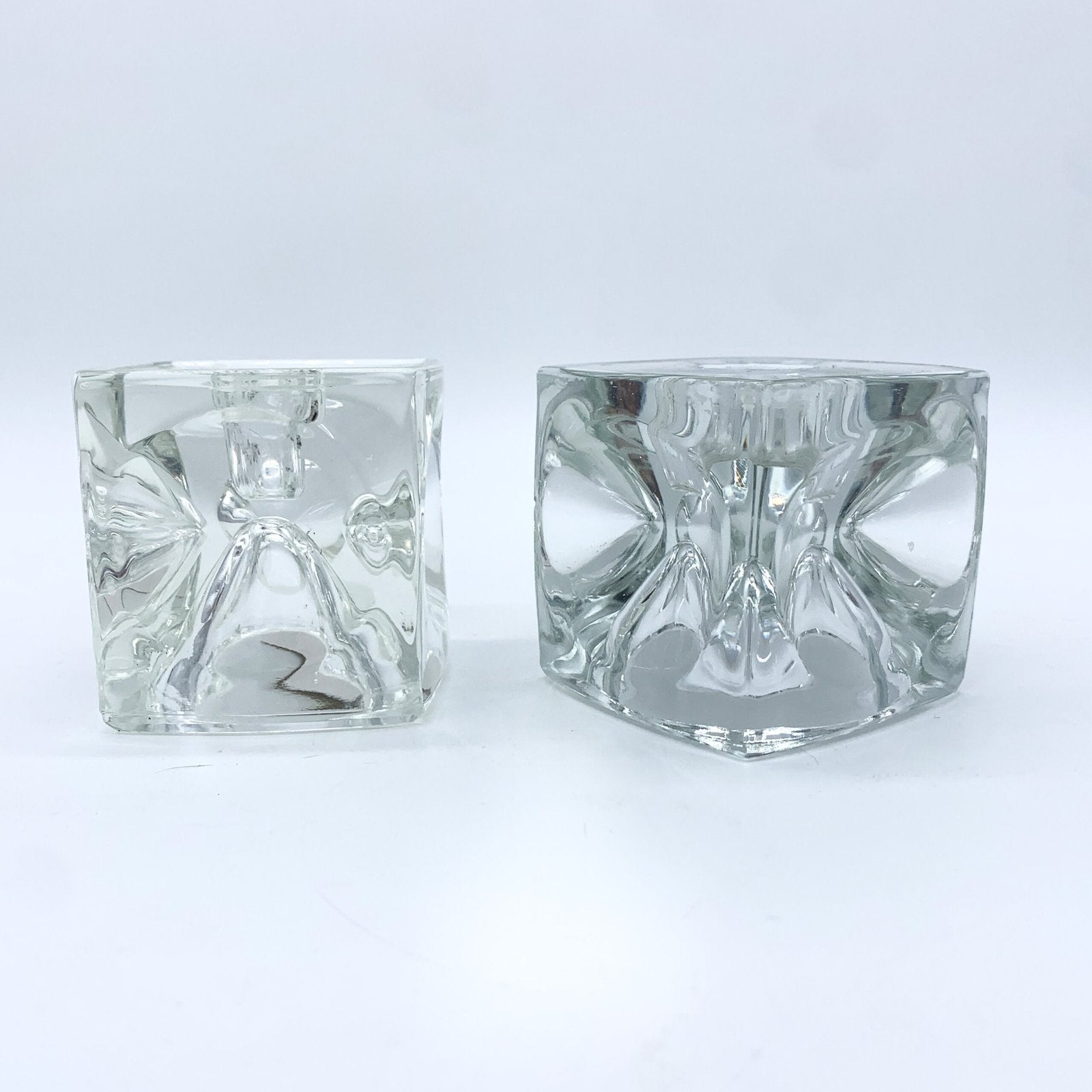 PAIRE DE BOUGEOIR EN VERRE PAR RUDOLF JURNKL, 1960