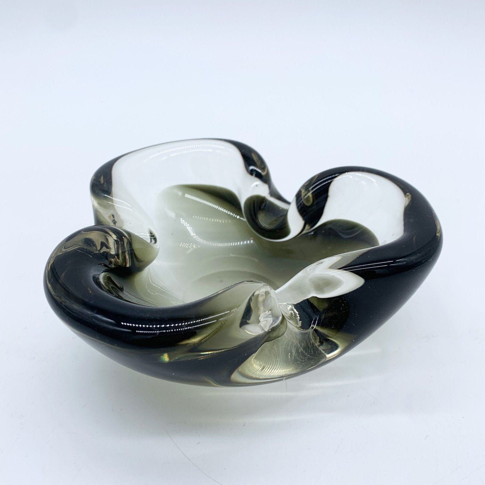CENDRIER MURANO, NOIR ET GRIS FUMÉ, 1970