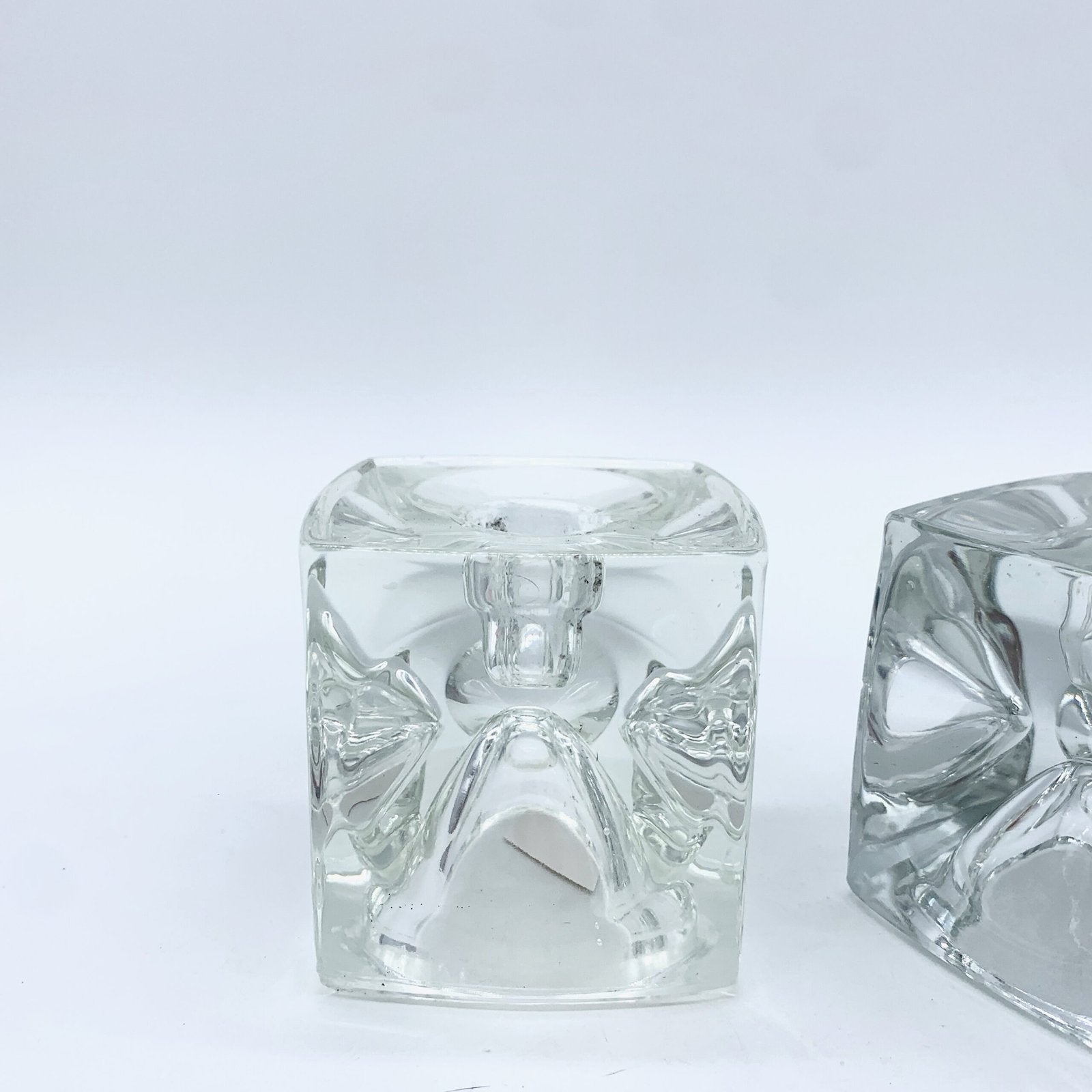 PAIRE DE BOUGEOIR EN VERRE PAR RUDOLF JURNKL, 1960