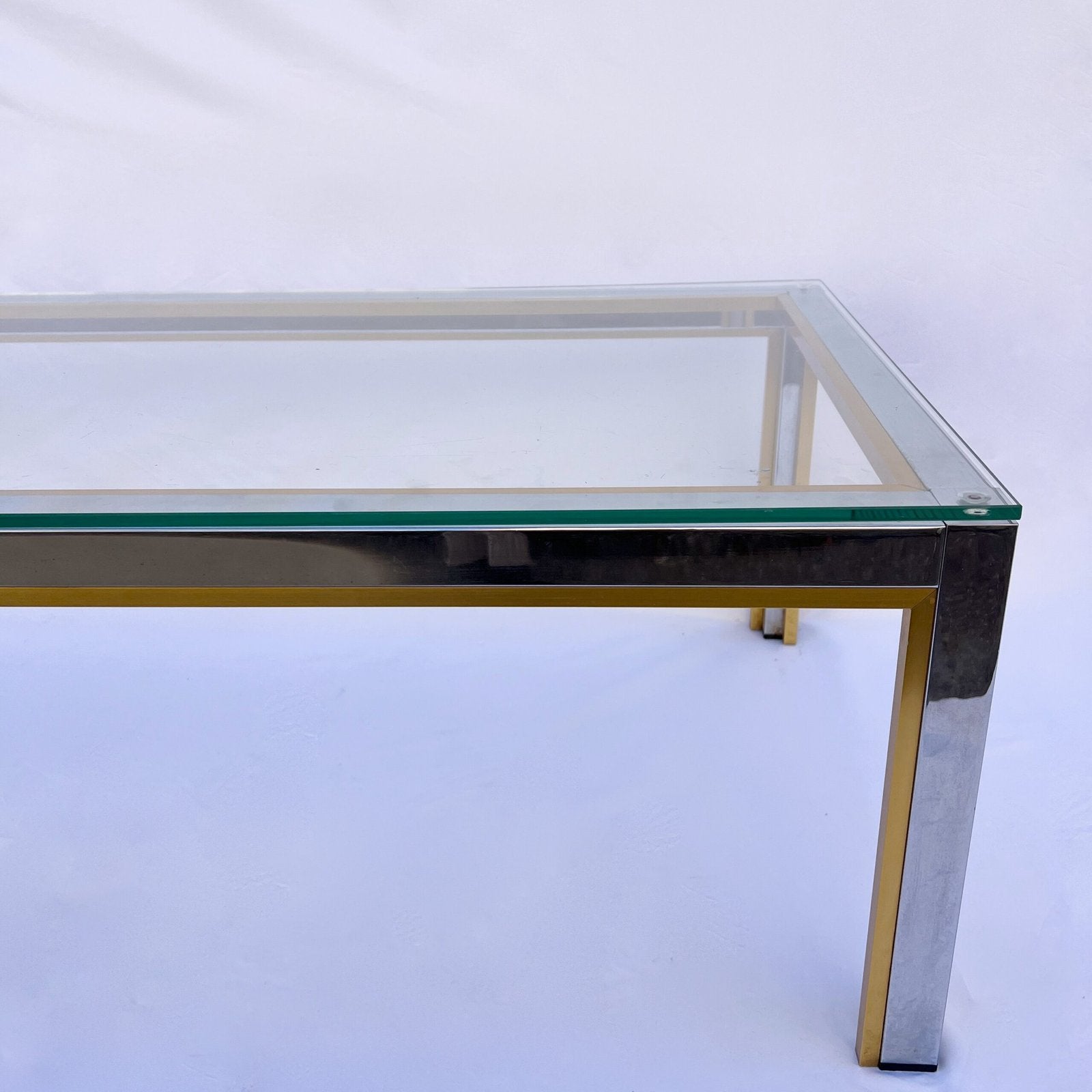 REGENCY CHROME AND GLASS COFFEE TABLE BY RENATO ZEVI, ITALY 1970