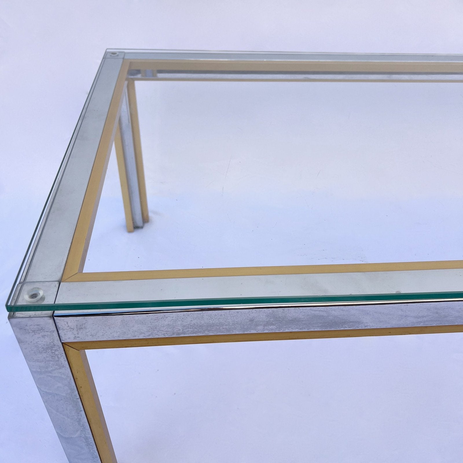 REGENCY CHROME AND GLASS COFFEE TABLE BY RENATO ZEVI, ITALY 1970