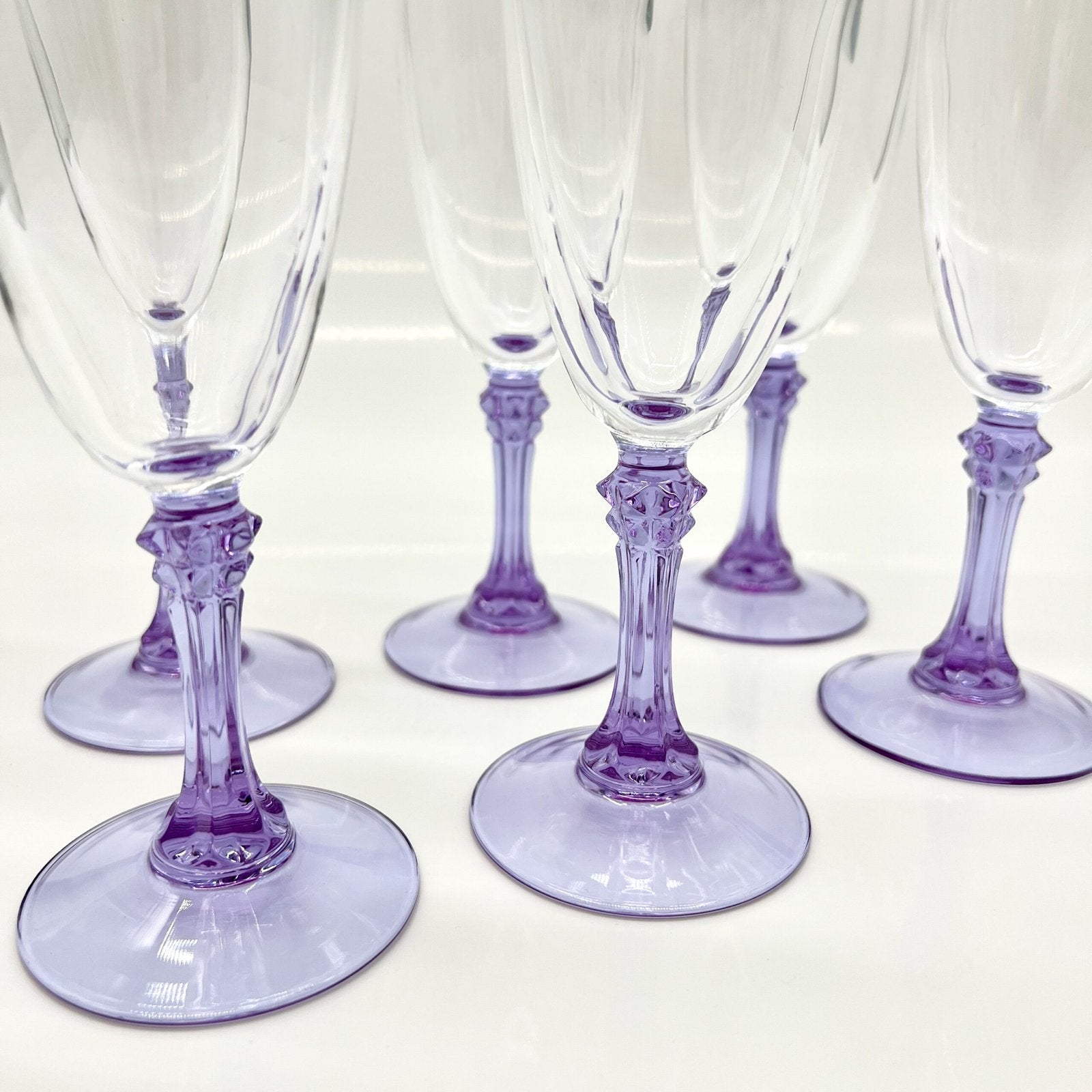 VERRES À CHAMPAGNE "ALEXANDRITE" 1990s – LOT DE 6