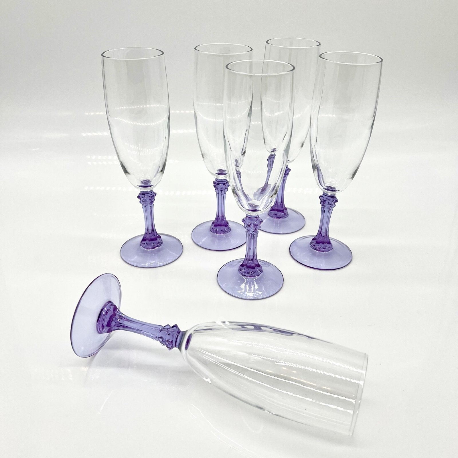 VERRES À CHAMPAGNE "ALEXANDRITE" 1990s – LOT DE 6