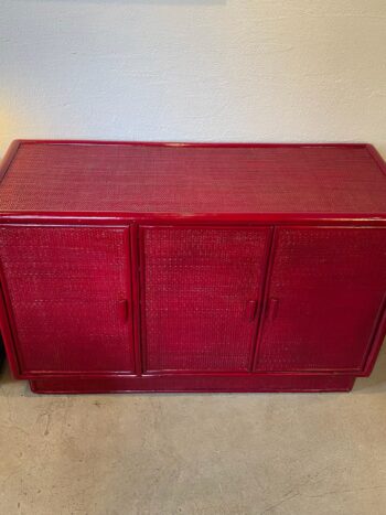 Buffet cannage et rotin laqué 70 vue du dessus