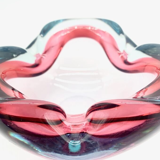 COUPE MURANO, FORME D'ONDULATION ROSE ET BLEU, 1960 – Image 13