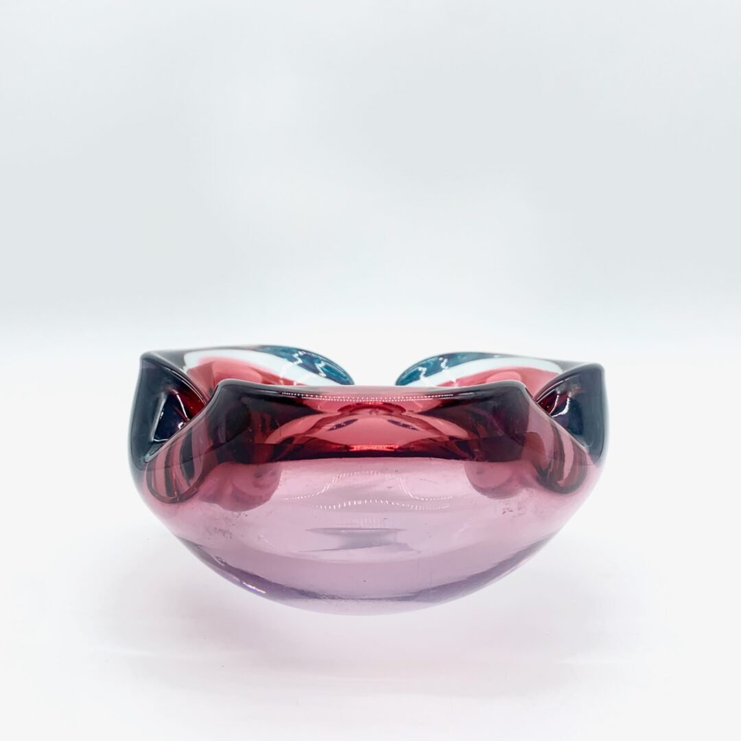 COUPE MURANO, FORME D'ONDULATION ROSE ET BLEU, 1960 – Image 4