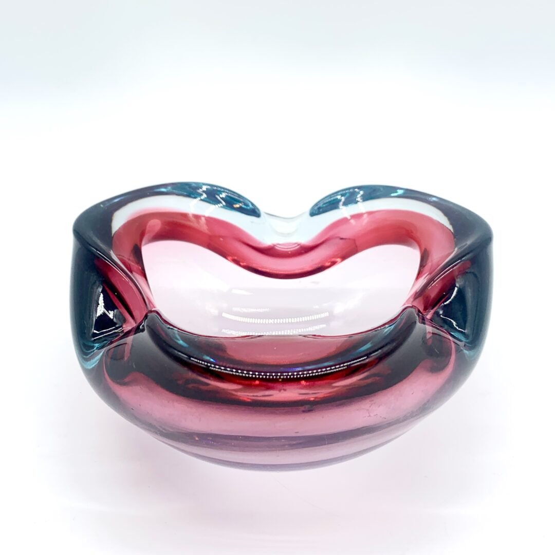 COUPE MURANO, FORME D'ONDULATION ROSE ET BLEU, 1960 – Image 5