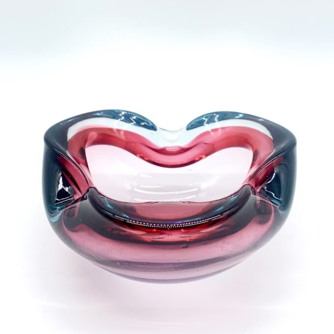 COUPE MURANO, FORME D'ONDULATION ROSE ET BLEU, 1960 – Image 5