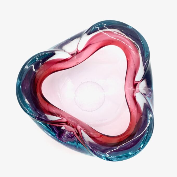 COUPE MURANO, FORME D'ONDULATION ROSE ET BLEU, 1960 – Image 7