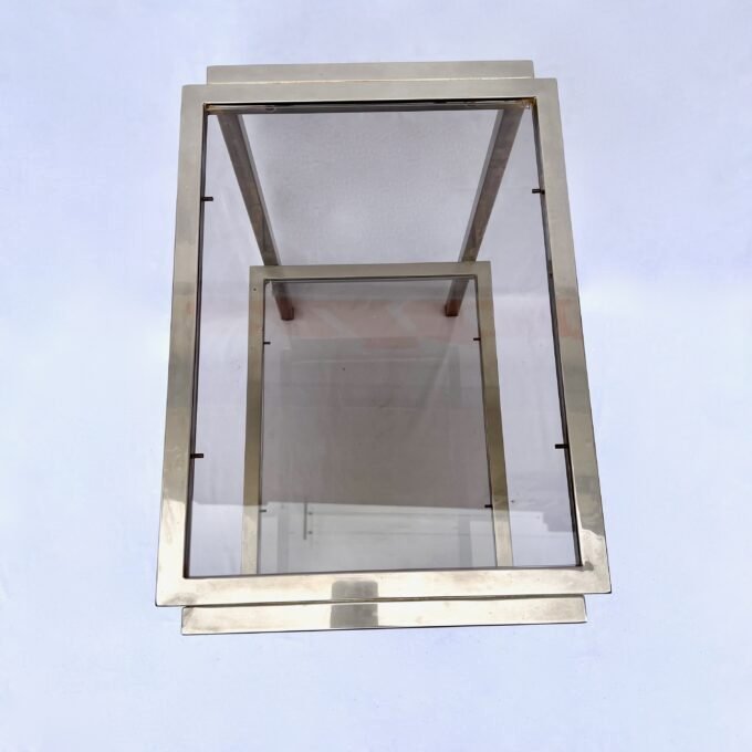 MODERNIST ACCENT TABLE, SMOKED GLASS & CHROME FRAME, 1970s – Image 8