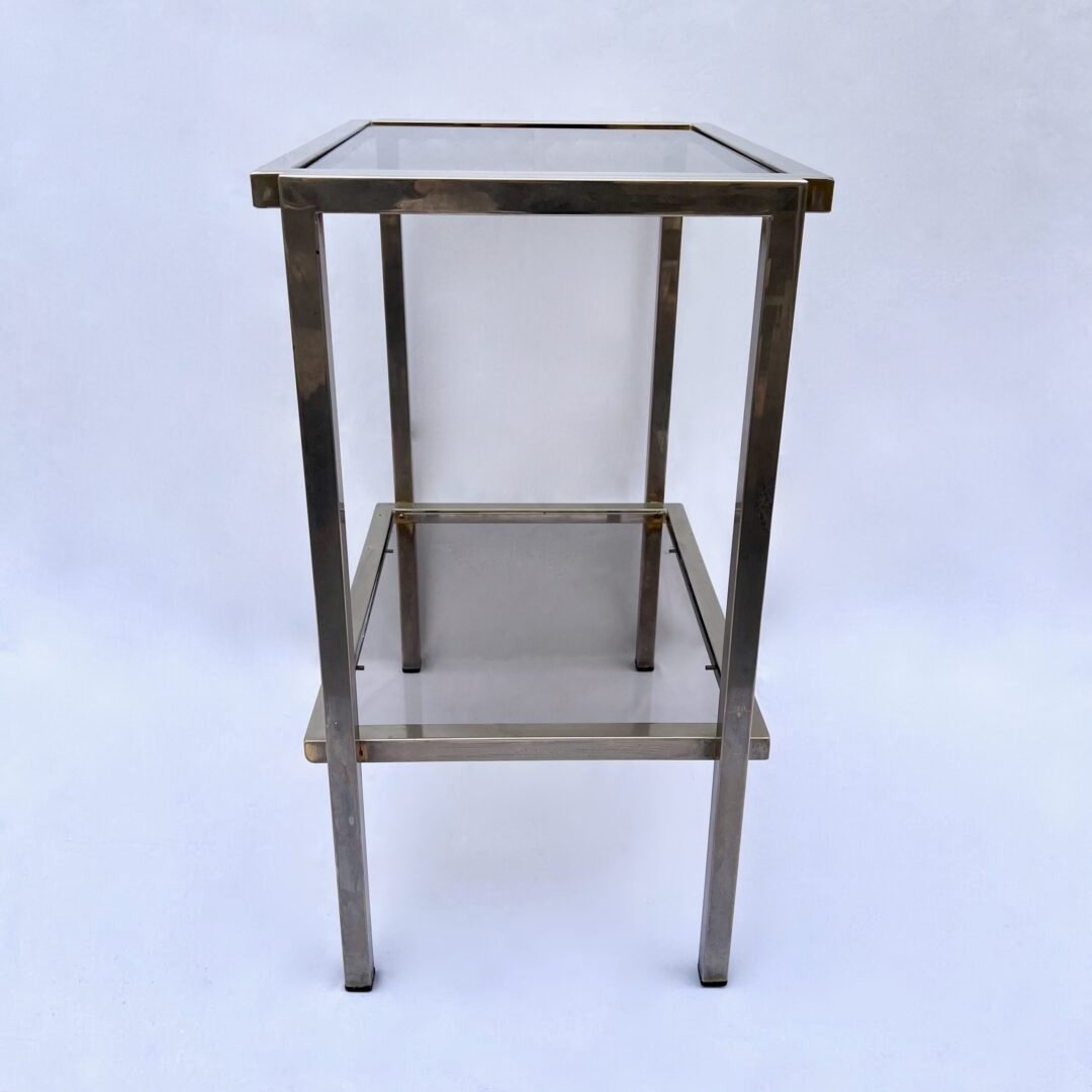 MODERNIST ACCENT TABLE, SMOKED GLASS & CHROME FRAME, 1970s – Image 2