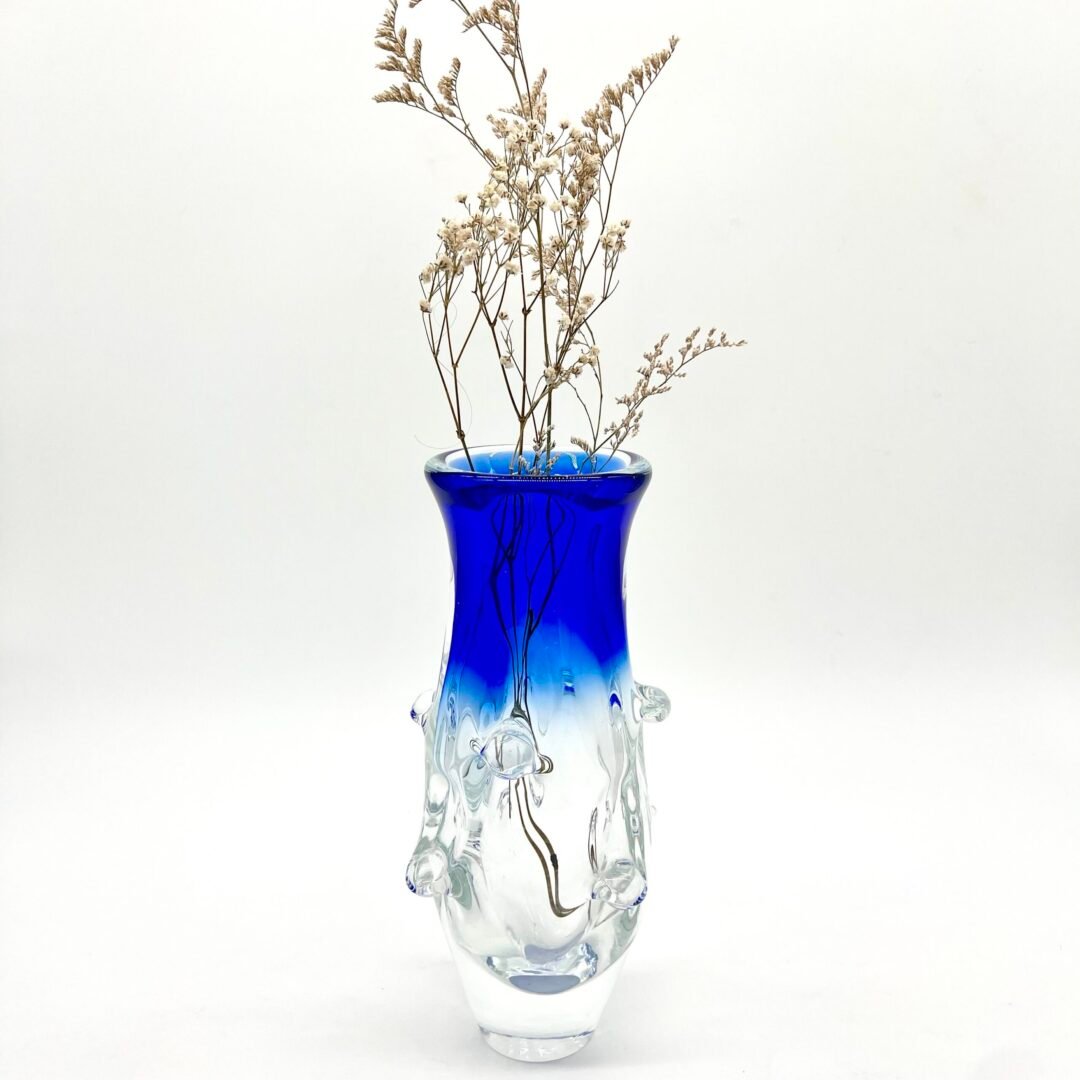 VASE BLEU COBALT, CRISTAL DE BOHÈME, 1960