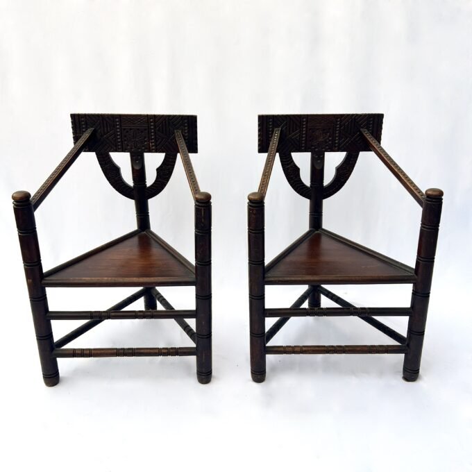 PAIR OF MONK CHAIRS IN SOLID OAK, SWEDEN, 1900 – Image 4