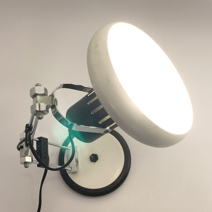 LAMPE DE BUREAU INDUSTRIEL BLANCHE ET CHROME, 1970 – Image 9