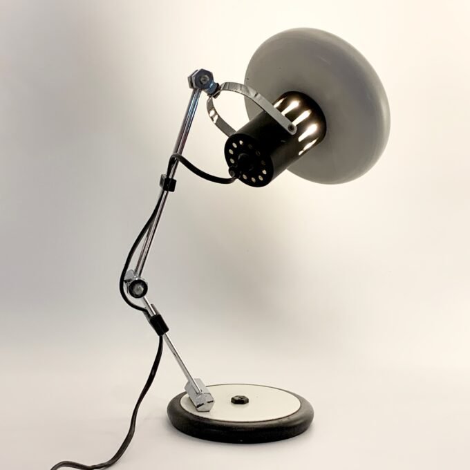 LAMPE DE BUREAU INDUSTRIEL BLANCHE ET CHROME, 1970 – Image 2