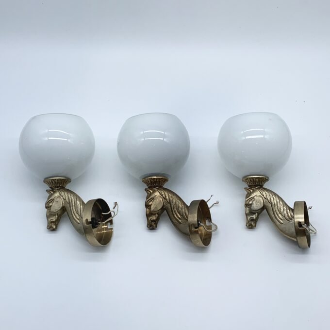 TRIO D'APPLIQUES À CHEVAL HOLLYWOOD REGENCY EN LAITON, 1950 – Image 5
