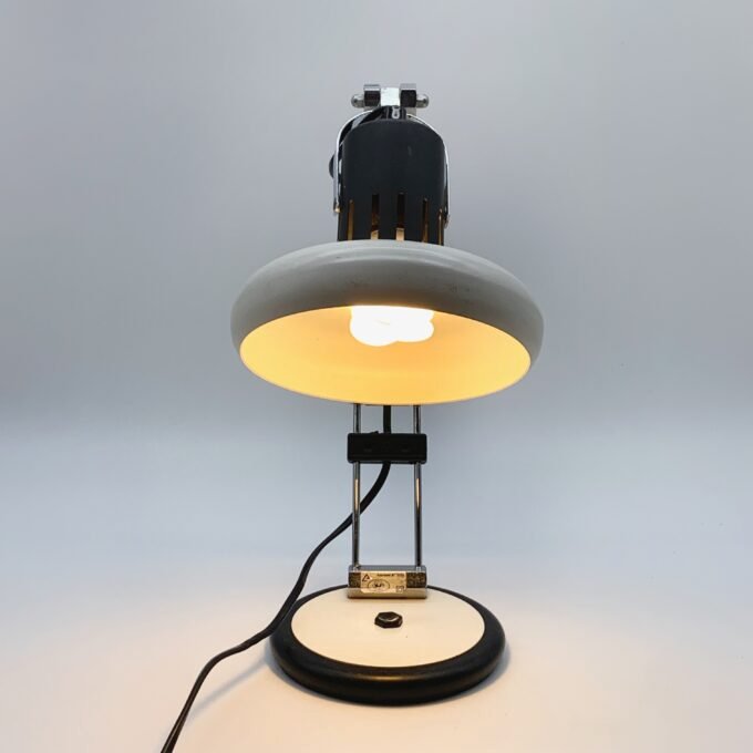 LAMPE DE BUREAU INDUSTRIEL BLANCHE ET CHROME, 1970 – Image 7