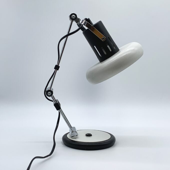 LAMPE DE BUREAU INDUSTRIEL BLANCHE ET CHROME, 1970 – Image 14