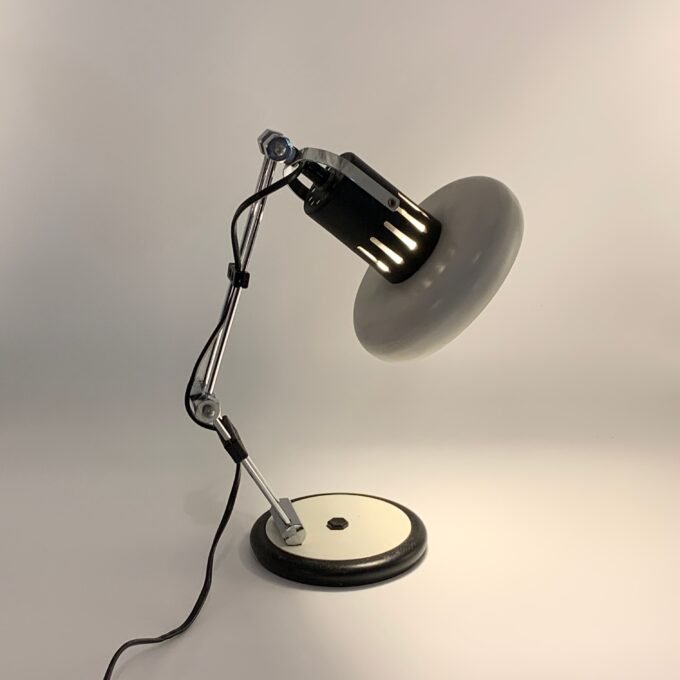 LAMPE DE BUREAU INDUSTRIEL BLANCHE ET CHROME, 1970 – Image 3