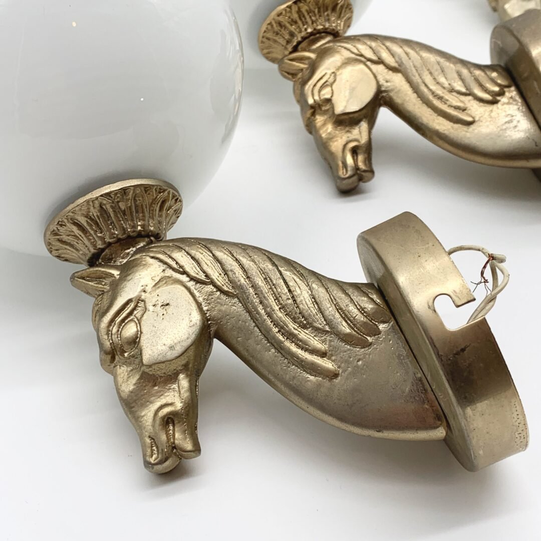 TRIO D'APPLIQUES À CHEVAL "HOLLYWOOD REGENCY" EN LAITON, 1950s – Image 2